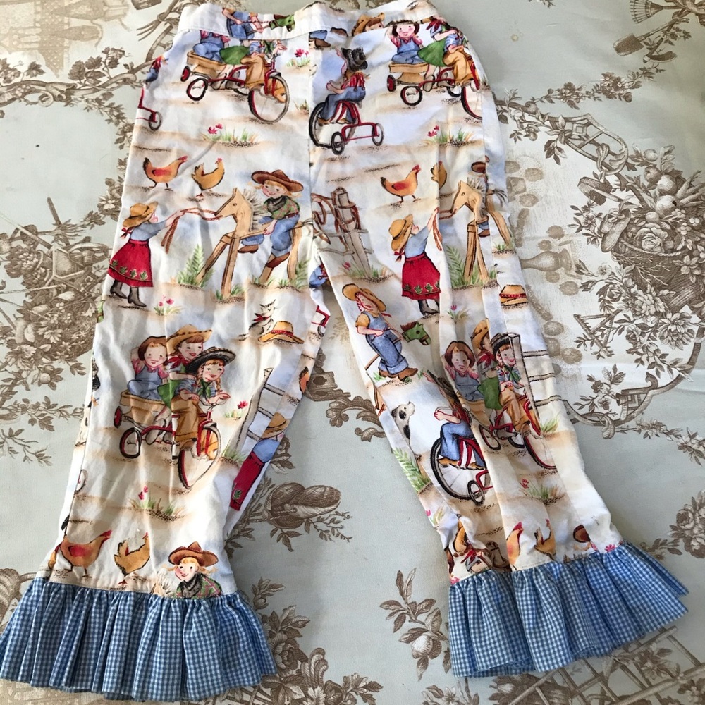 Vintage cowgirl gingham ruffle pants